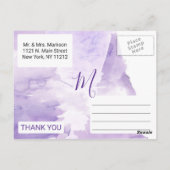 Violet Paarse Waterverf Splash Bedankt Briefkaart (Achterkant)