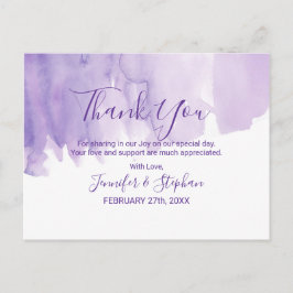 Violet Paarse Waterverf Splash Bedankt Briefkaart