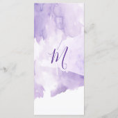 Violet Paarse Waterverf splash bruiloft programma' Programmakaart (Achterkant)