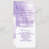 Violet Paarse Waterverf splash bruiloft programma' Programmakaart (Voorkant / Achterkant)