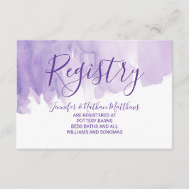 Violet Paarse Waterverf Splash Gift Registry Informatiekaartje