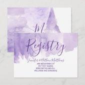 Violet Paarse Waterverf Splash Gift Registry Informatiekaartje (Voorkant / Achterkant)