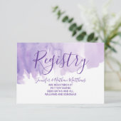 Violet Paarse Waterverf Splash Gift Registry Informatiekaartje (Staand voorkant)