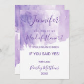 Violet Paarse Waterverf Splash Maid of Honor Kaart (Voorkant / Achterkant)