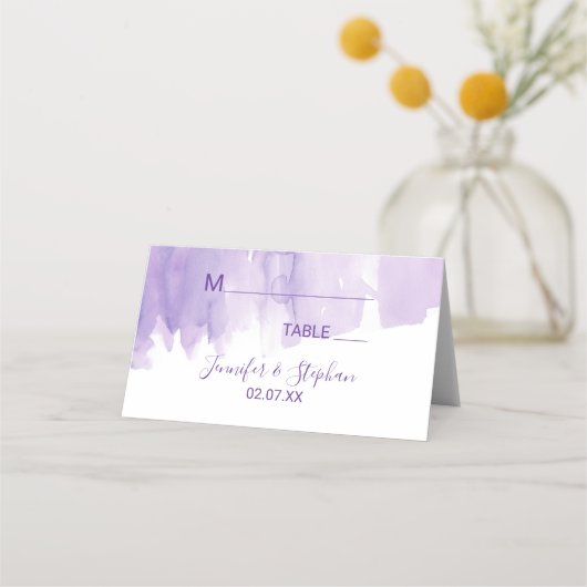 Violet Paarse Waterverf Splash Place Cards Plaatskaartje (Voorkant)