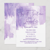 Violet Paarse Waterverf Splash Sweet 16 Kaart (Voorkant / Achterkant)
