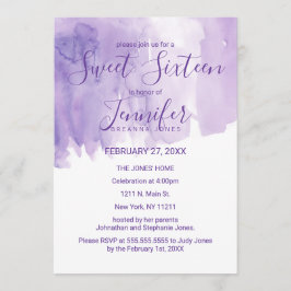 Violet Paarse Waterverf Splash Sweet 16 Kaart