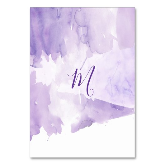 Violet Paarse Waterverf Splash Tafelnummers (Achterkant)