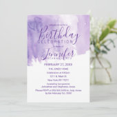 Violet Paarse Waterverf Splash Verjaardagsfeest Kaart (Staand voorkant)