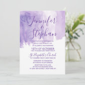 Violet Paarse Waterverf Splash Wedding Kaart (Staand voorkant)