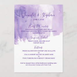Violet Paarse Waterverf Splash Wedding Menu