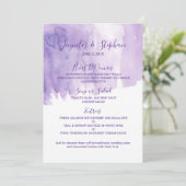 Violet Paarse Waterverf Splash Wedding Menu (Staand voorkant)