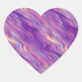 Violet Paarse Wavy Textuur Hart Sticker