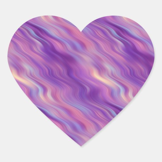 Violet Paarse Wavy Textuur Hart Sticker (Voorkant)