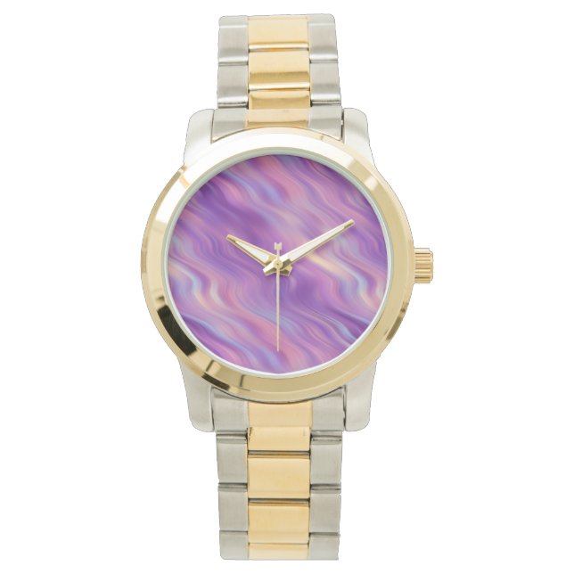 Violet Paarse Wavy Textuur Horloge (Voorkant)
