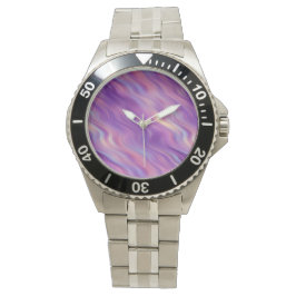 Violet Paarse Wavy Textuur Horloge