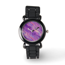 Violet Paarse Wavy Textuur Horloge