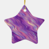 Violet Paarse Wavy Textuur Keramisch Ornament (Achterkant)