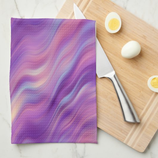 Violet Paarse Wavy Textuur Theedoek (Quarter Fold)