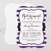 Violet Paarse & Wit; Elegant Pensioenfeest Kaart (Voorkant / Achterkant)