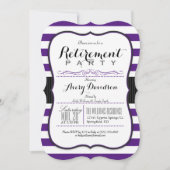 Violet Paarse & Wit; Elegant Pensioenfeest Kaart (Voorkant)