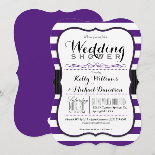 Violet Paarse & Witte Paar Trouwdouche Kaart (Voorkant / Achterkant)