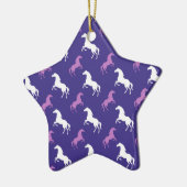 Violet Paarse & Witte Paard; Ruitersport Keramisch Ornament (Links)