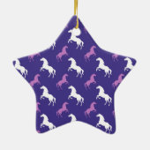 Violet Paarse & Witte Paard; Ruitersport Keramisch Ornament (Achterkant)