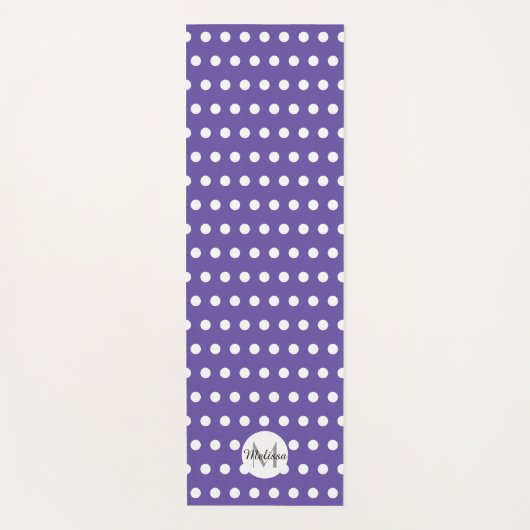 Violet paarse witte polka dot patroon Monogram Yogamat (Voorkant)