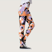 Violet Paarse Zwart Sinaasappel Mideeuwse Kunstpat Leggings (Rechts)