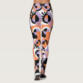 Violet Paarse Zwart Sinaasappel Mideeuwse Kunstpat Leggings (Achterkant)