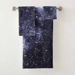 Violet paarse zwarte abstracte melkweg bad handdoek