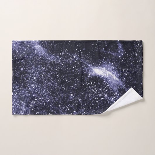 Violet paarse zwarte abstracte melkweg bad handdoek (Handdoek)