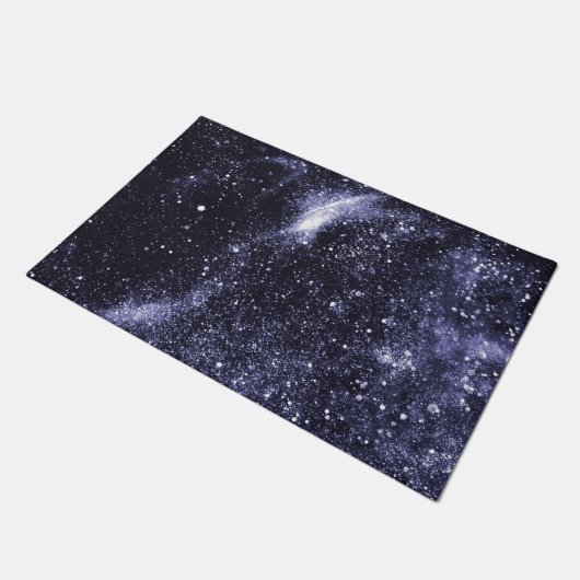 Violet paarse zwarte abstracte melkweg deurmat (Schuin)