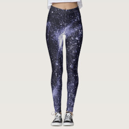 Violet paarse zwarte abstracte melkweg leggings