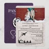 Violet Paarse Zweden Paspoort Huwelijksuitnodiging Kaart (Voorkant / Achterkant)