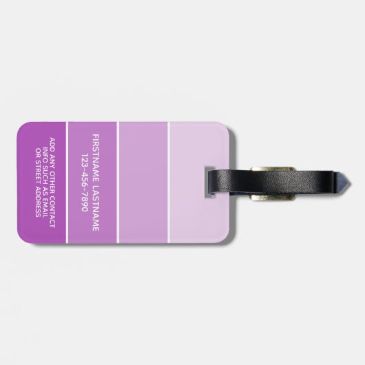 Violet Paint Chip Strip met eigen naam Bagagelabel (Achterkant horizontaal)