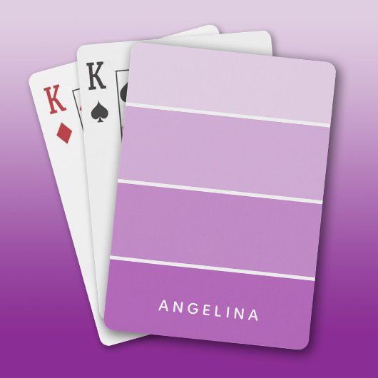 Violet Paint Chip Strip met witte aangepaste naam Pokerkaarten