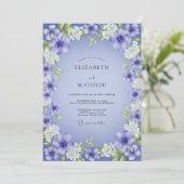Violet Painterly Floral Romance Wedding Kaart (Staand voorkant)