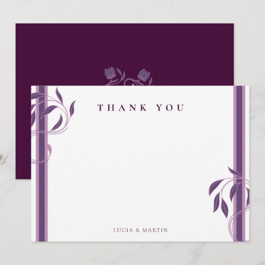  Violet  Paisley Bloemstuk Blank Bedankkaart (Voorkant / Achterkant)