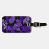 Violet Palm Leaves Gepersonaliseerd Bagagelabel (Voorkant horizontaal)