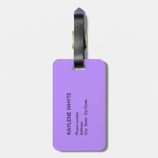 Violet Palm Leaves Gepersonaliseerd Bagagelabel (Achterkant verticaal)