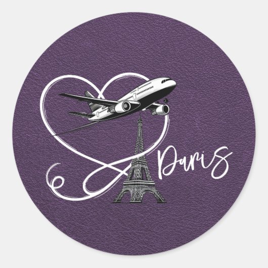Violet Paris Passport Ronde Sticker (Voorkant)