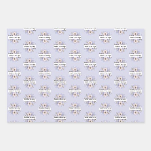 Violet & Pastel Rozen Papier Flat Sheet Set van 3 Inpakpapier Vel (Voorkant 3)