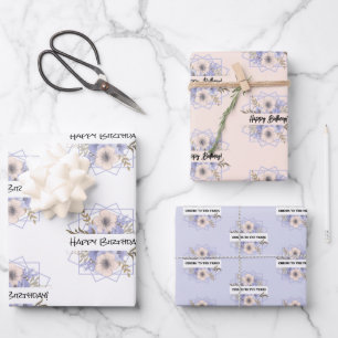 Violet & Pastel Rozen Papier Flat Sheet Set van 3 Inpakpapier Vel