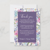 Violet pastel wildflower groen bruiloft bedankkaart (Voorkant)