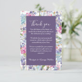 Violet pastel wildflower groen bruiloft bedankkaart (Staand voorkant)