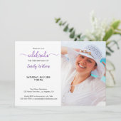 Violet Pattern 30th Birthday Photo Invitation Kaart (Staand voorkant)