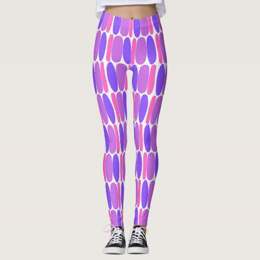 Violet Pattern Colorful Shapes Leggings (Voorkant)