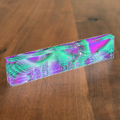 Violet Peacock Feathers, Abstract kristal Mint Naambordje (Zijkant)